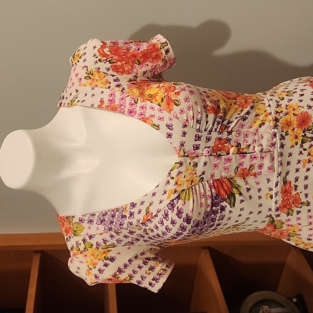 Free People Floral Peach and Purple Mini Dress Small - Picture 4 of 13